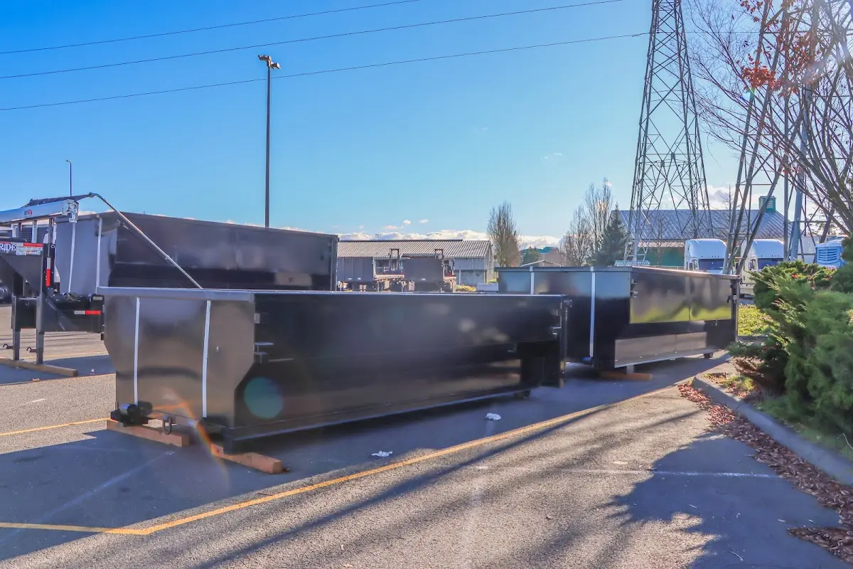 Roll-off dumpster ready for waste disposal at job site for Construction Dumpster Rental in American Falls